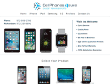 Tablet Screenshot of cellphones4sure.com